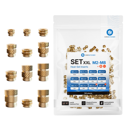 CNCKitchen Heat Set Insert Combo Kit - Metric XXL - 760 Pieces