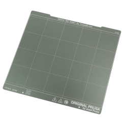 Prusa smooth PEI print sheet with glossy surface and alignment grid marks