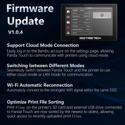 Firmware update V1.0.4 supports cloud mode, mode switching, wifi reconnection and file sorting from the Panda Touch screen