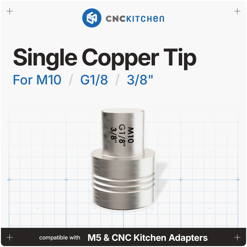 CNCKitchen Heat Set Installation Adapter Tip - For M10 G1/8 & 3/8