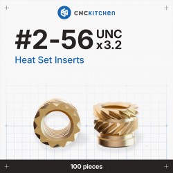 CNCKitchen #2-56 UNC Heat Set Insert - 3.2mm close-up product view