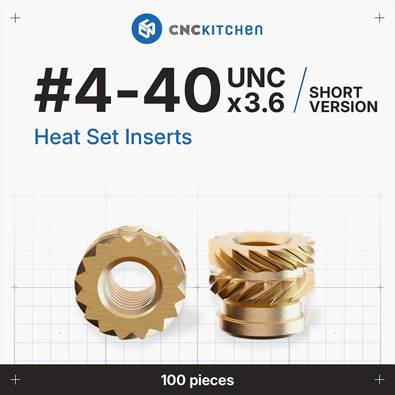 CNCKitchen #4-40 UNC Heat Set Insert - 3.6mm short version product view CNCKitchen #4-40 UNC Heat Set Insert - 3.6mm short version product view
