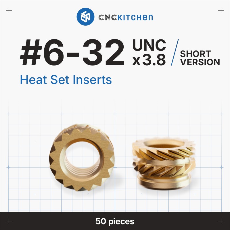 CNCKitchen #6-32 UNC Heat Set Insert - 3.8mm short version product view CNCKitchen #6-32 UNC Heat Set Insert - 3.8mm short version product view