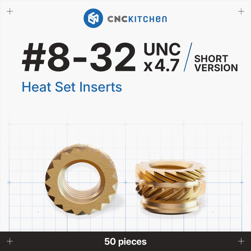 CNCKitchen #8-32 UNC Heat Set Insert - 4.7mm short version product view CNCKitchen #8-32 UNC Heat Set Insert - 4.7mm short version product view
