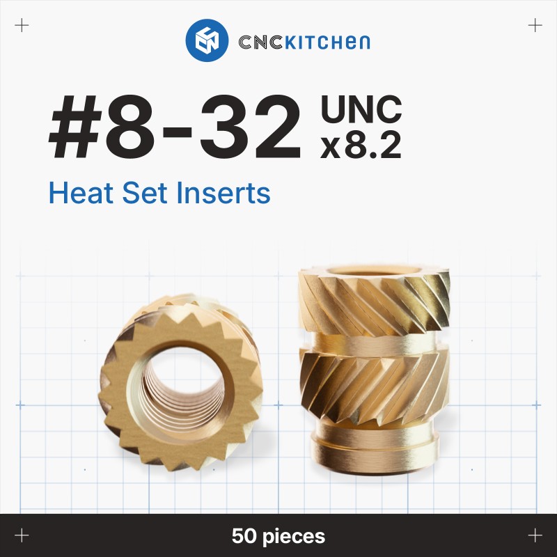CNCKitchen #8-32 UNC Heat Set Insert - 8.2mm close-up product view CNCKitchen #8-32 UNC Heat Set Insert - 8.2mm close-up product view