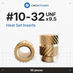 CNCKitchen #10-32 UNF Heat Set Insert - 9.5mm close-up product view