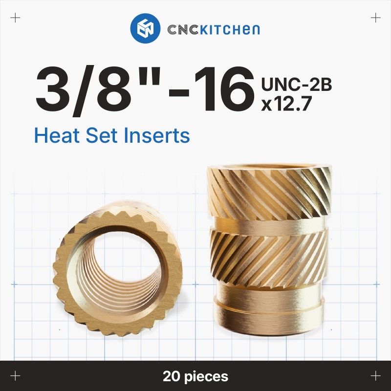 CNCKitchen 3/8"-16 UNC Tripod Thread Heat Set Insert - 12.7mm close-up product view CNCKitchen 3/8"-16 UNC Tripod Thread Heat Set Insert - 12.7mm close-up product view