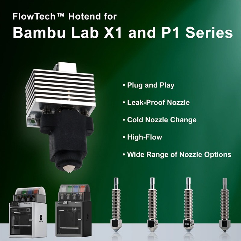 Micro Swiss FlowTech Hotend for Bambu Lab X1 and P1 Printers Micro Swiss FlowTech Hotend for Bambu Lab X1 and P1 Printers