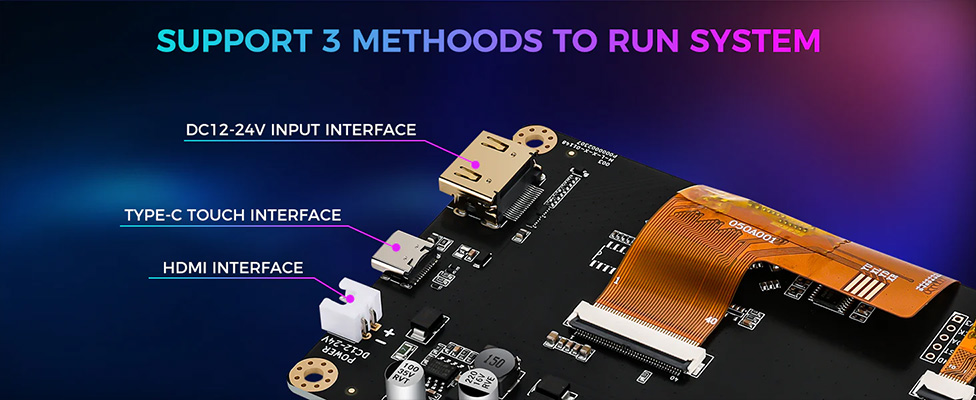 Supports 3 methods - DC12-24V, Type-C and HDMI