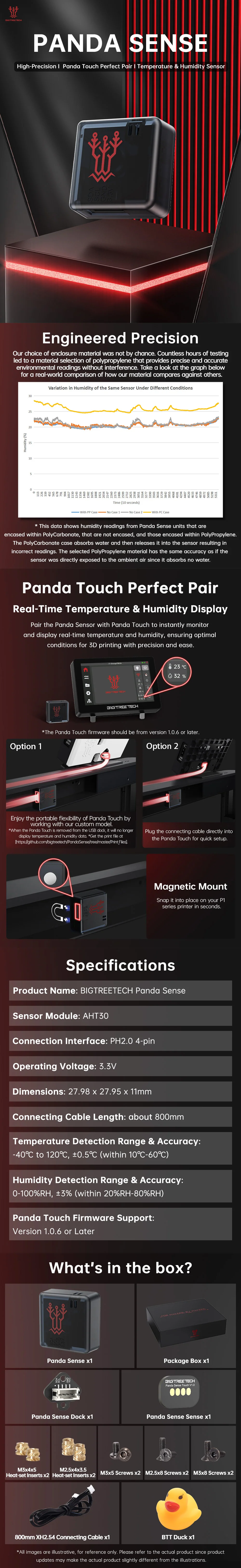 BIQU Panda Sense High-Precision Temperature and Humidity Sensing for Bambu Lab 3D Printers
