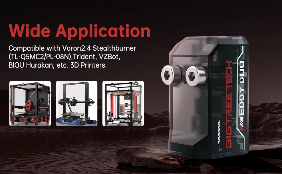 Eddy Duo is compatible with Voron 2.4 Stealthburner, Trident, VZBot, Hurakan and other 3D printers