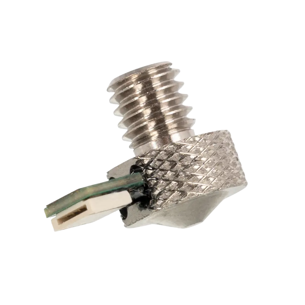 View of rethonance nozzle resonance tester for use in standard V6 hot blocks
