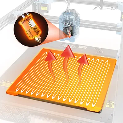 Ceramic AC powered heated bed for rapid heating